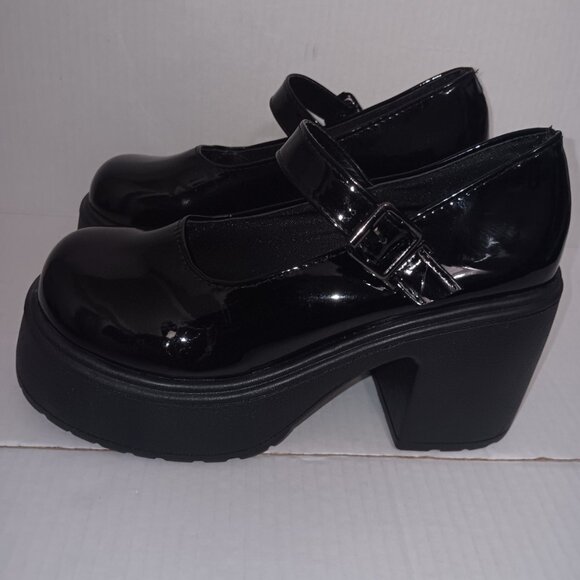 MARY JANE FAUX PATENT LEATHER PLATFORM SHOES - Picture 7 of 11